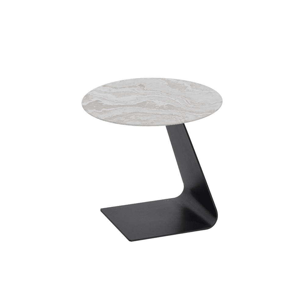 BAILEY Side Table - Mix & Match Marble Top with Black Coloured Steel Base(500mm)