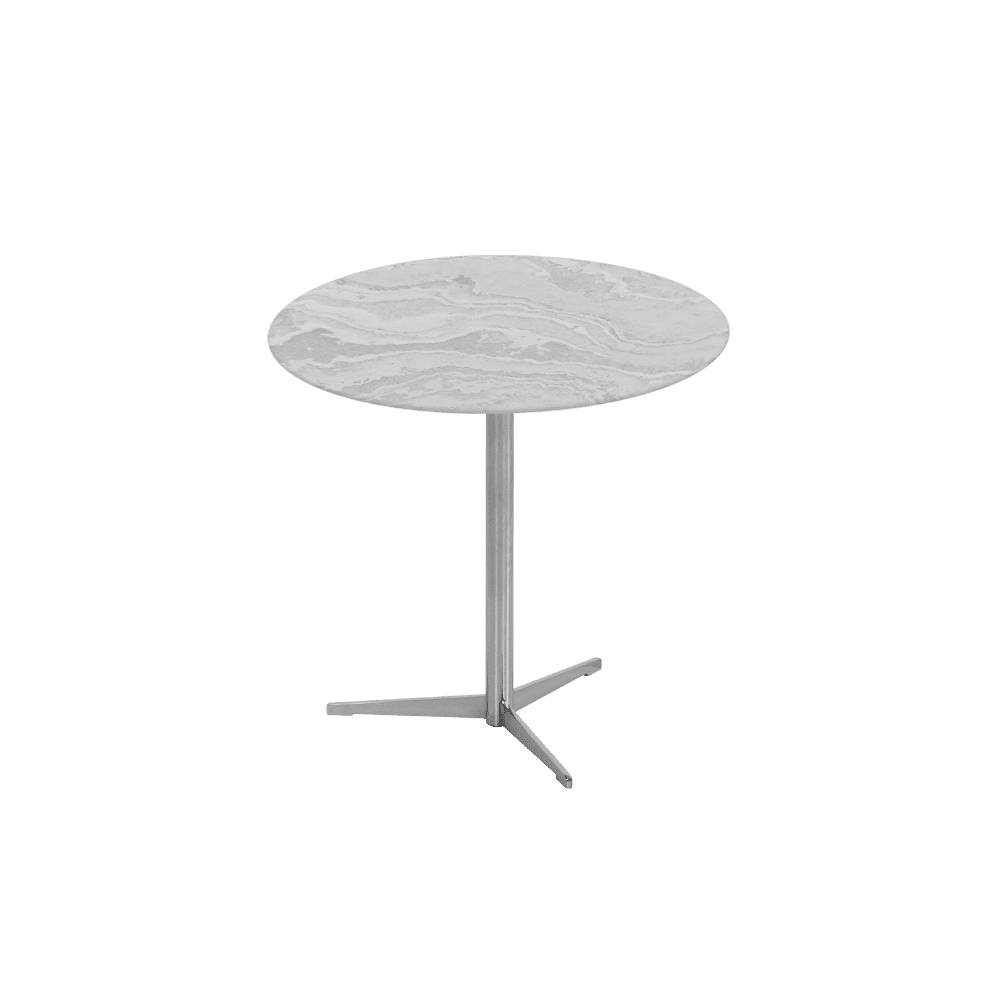 SILVIA Side Table - Mix & Match Marble Top with Silver Coloured Stainless Steel Base(500mm)