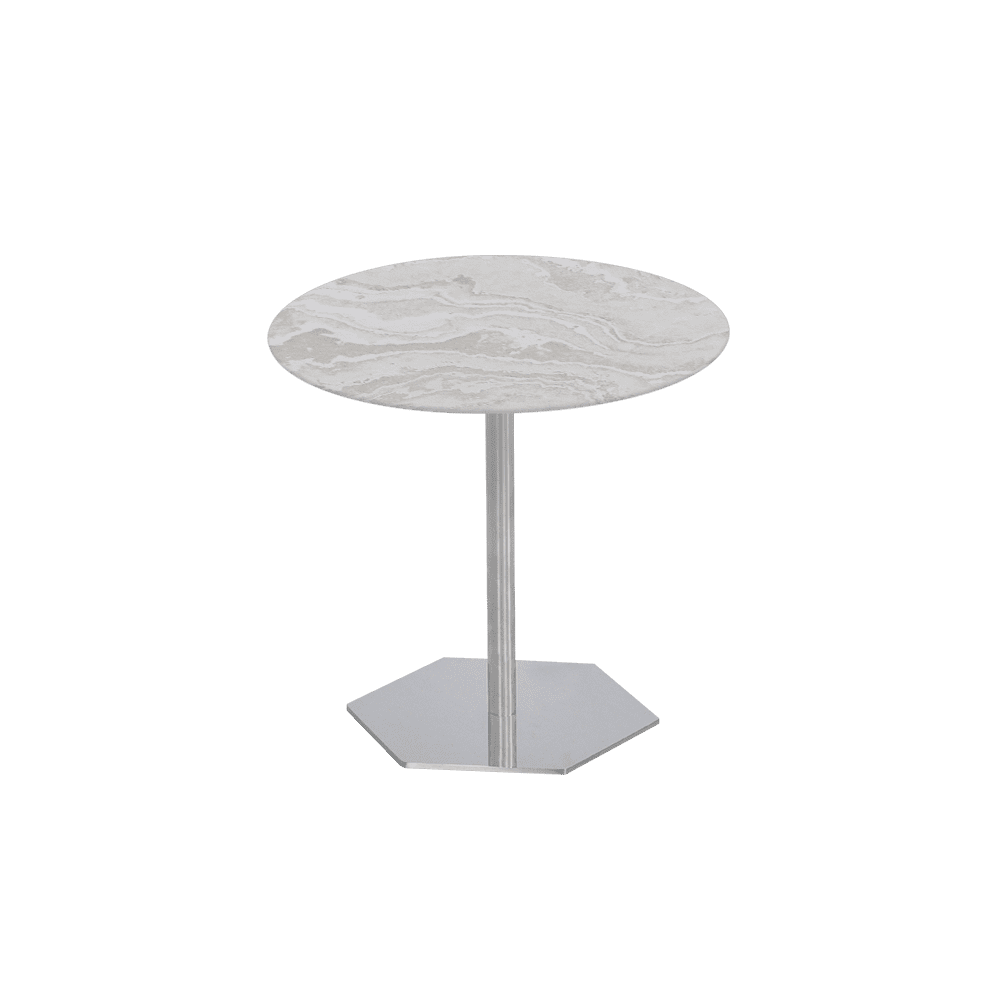 SILVIA Side Table - Mix & Match Marble Top with Silver Coloured Stainless Steel Base(500mm)