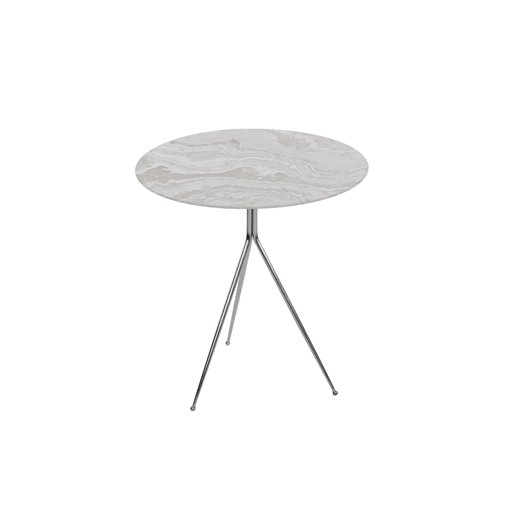 SILVIA Side Table - Mix & Match Marble Top with Silver Coloured Stainless Steel Base(500mm)