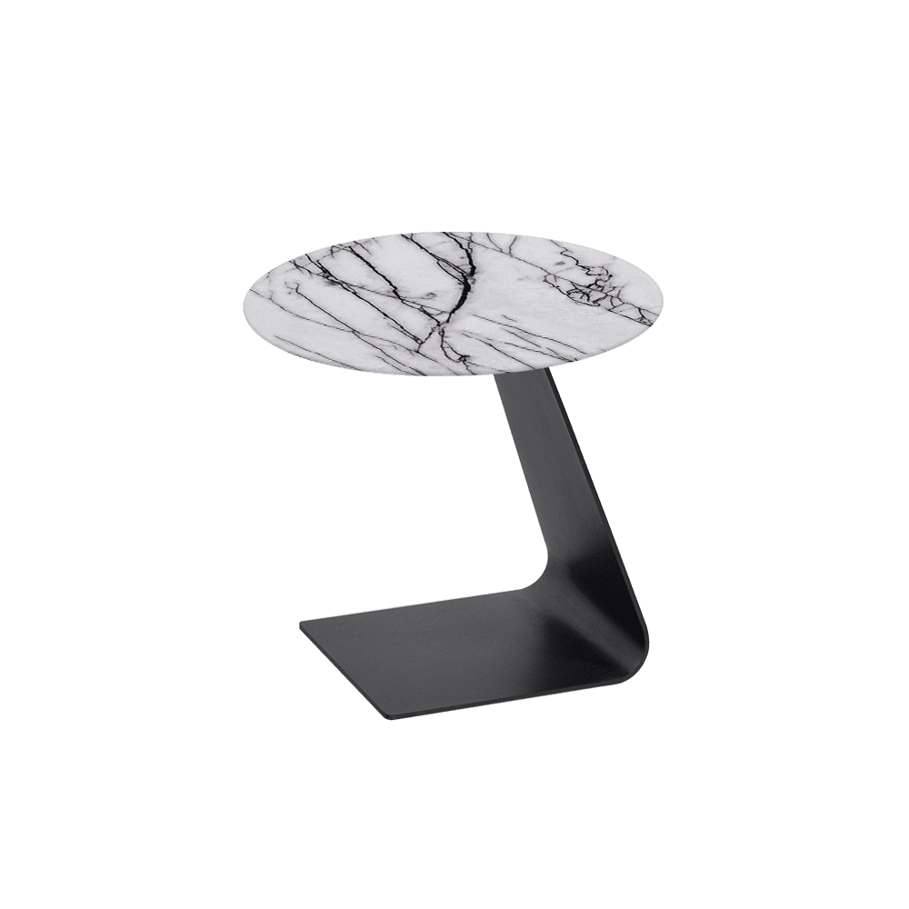 BAILEY Side Table - Mix & Match Marble Top with Black Coloured Steel Base(500mm)