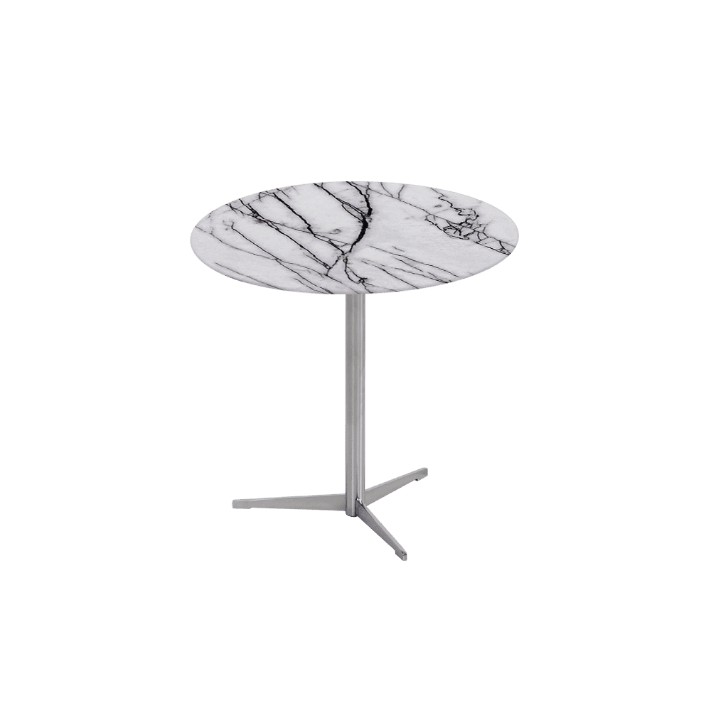 SILVIA Side Table - Mix & Match Marble Top with Silver Coloured Stainless Steel Base(500mm)