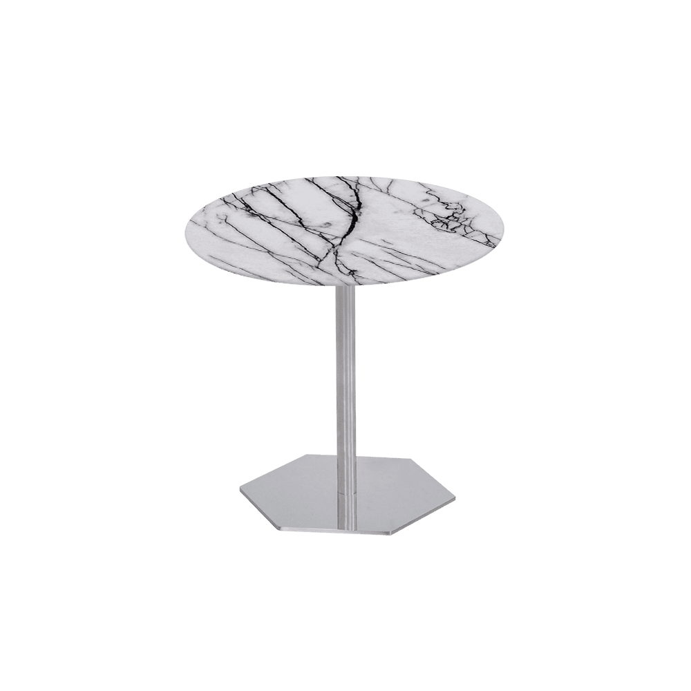 SILVIA Side Table - Mix & Match Marble Top with Silver Coloured Stainless Steel Base(500mm)