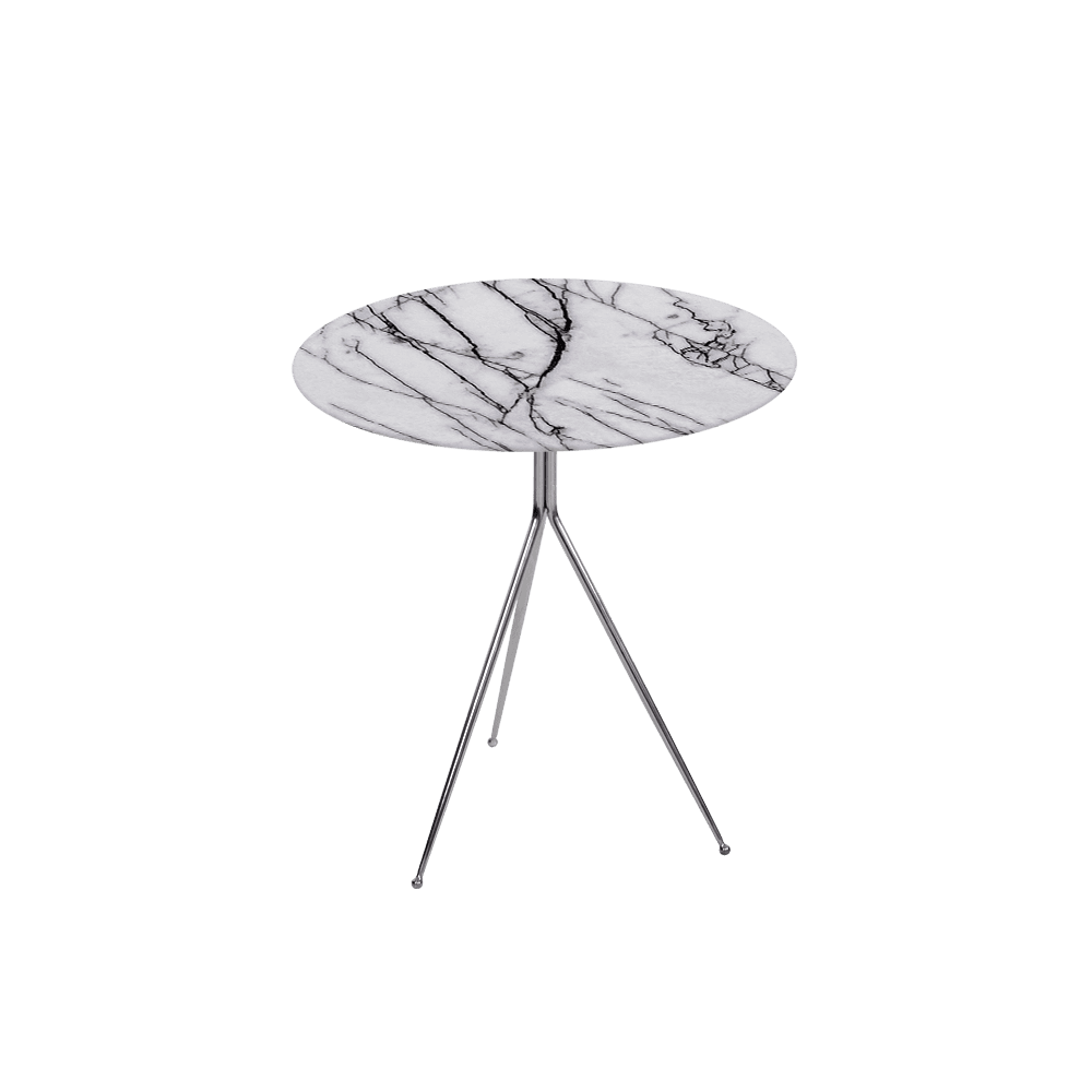 SILVIA Side Table - Mix & Match Marble Top with Silver Coloured Stainless Steel Base(500mm)