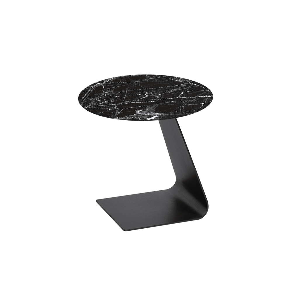 BAILEY Side Table - Mix & Match Marble Top with Black Coloured Steel Base(500mm)