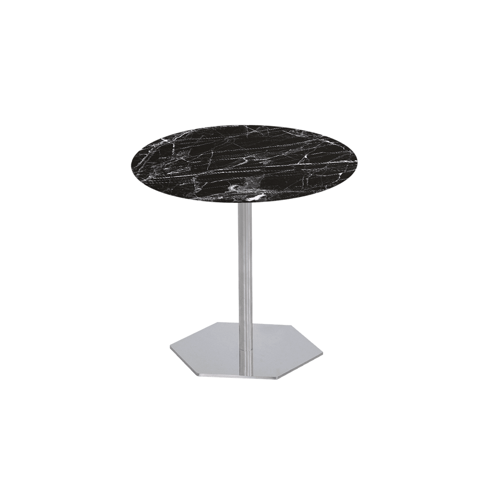 SILVIA Side Table - Mix & Match Marble Top with Silver Coloured Stainless Steel Base(500mm)