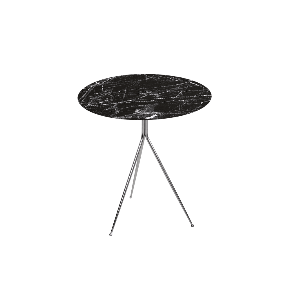 SILVIA Side Table - Mix & Match Marble Top with Silver Coloured Stainless Steel Base(500mm)