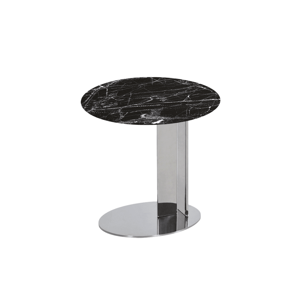 SILVIA Side Table - Mix & Match Marble Top with Silver Coloured Stainless Steel Base(500mm)