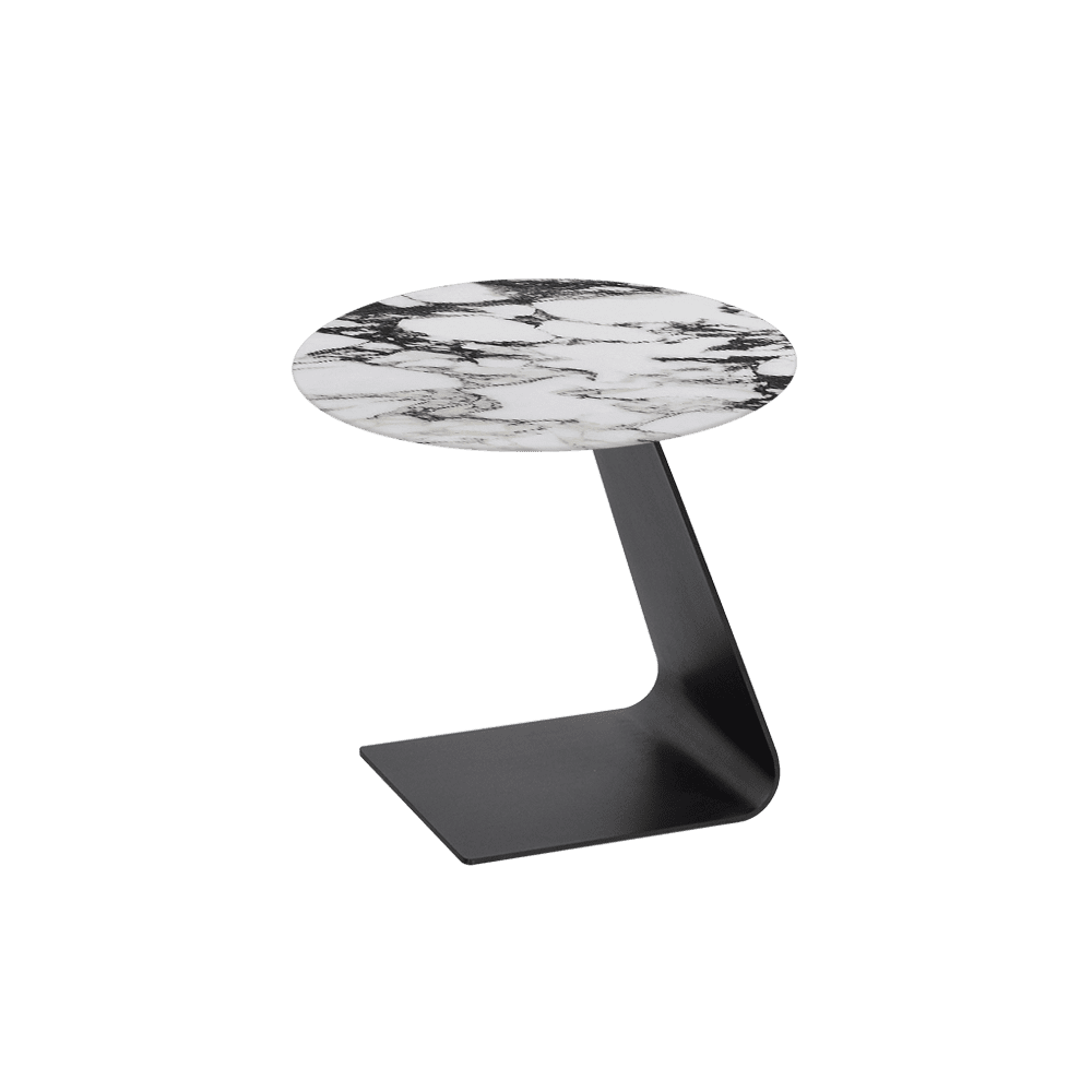 BAILEY Side Table - Mix & Match Marble Top with Black Coloured Steel Base(500mm)