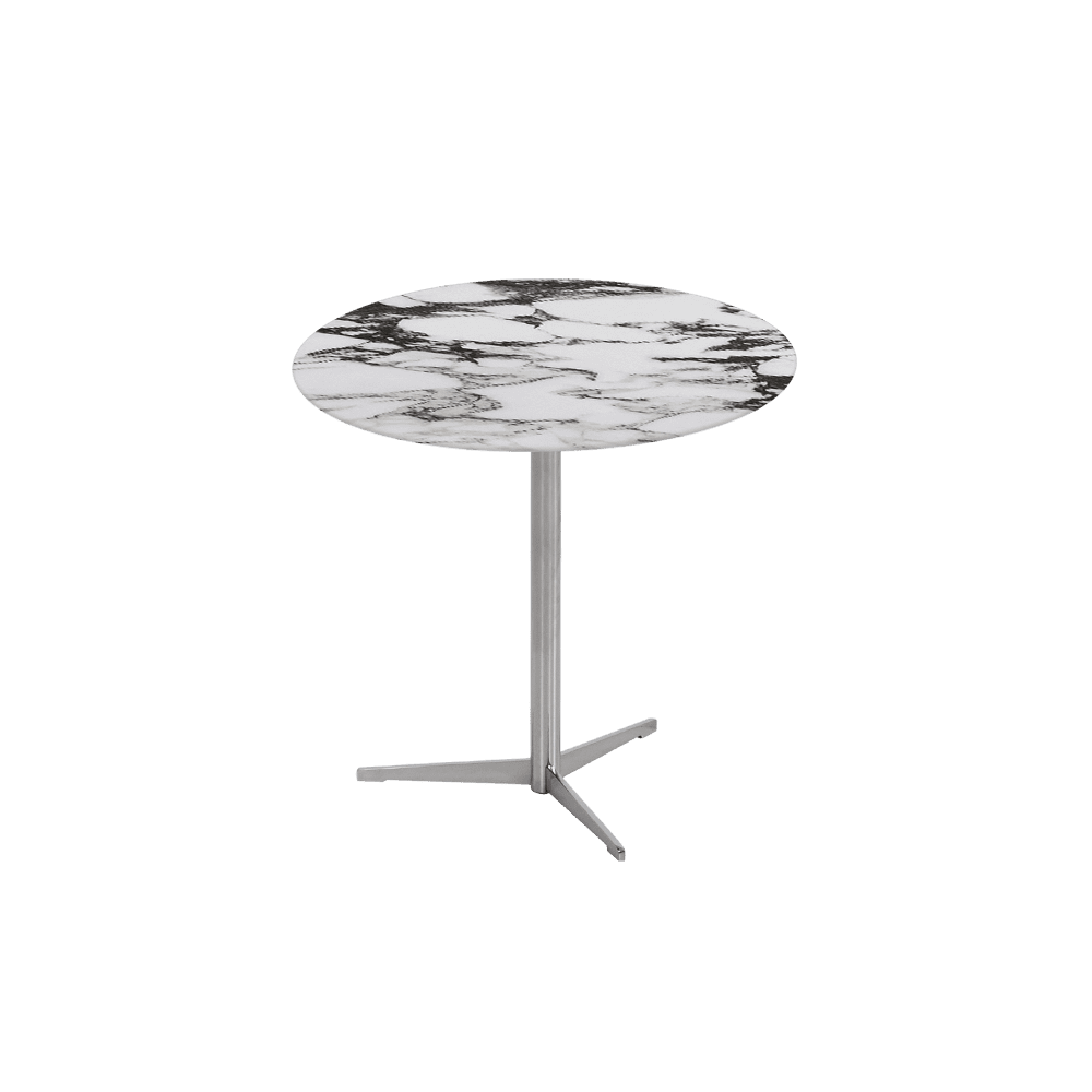 SILVIA Side Table - Mix & Match Marble Top with Silver Coloured Stainless Steel Base(500mm)