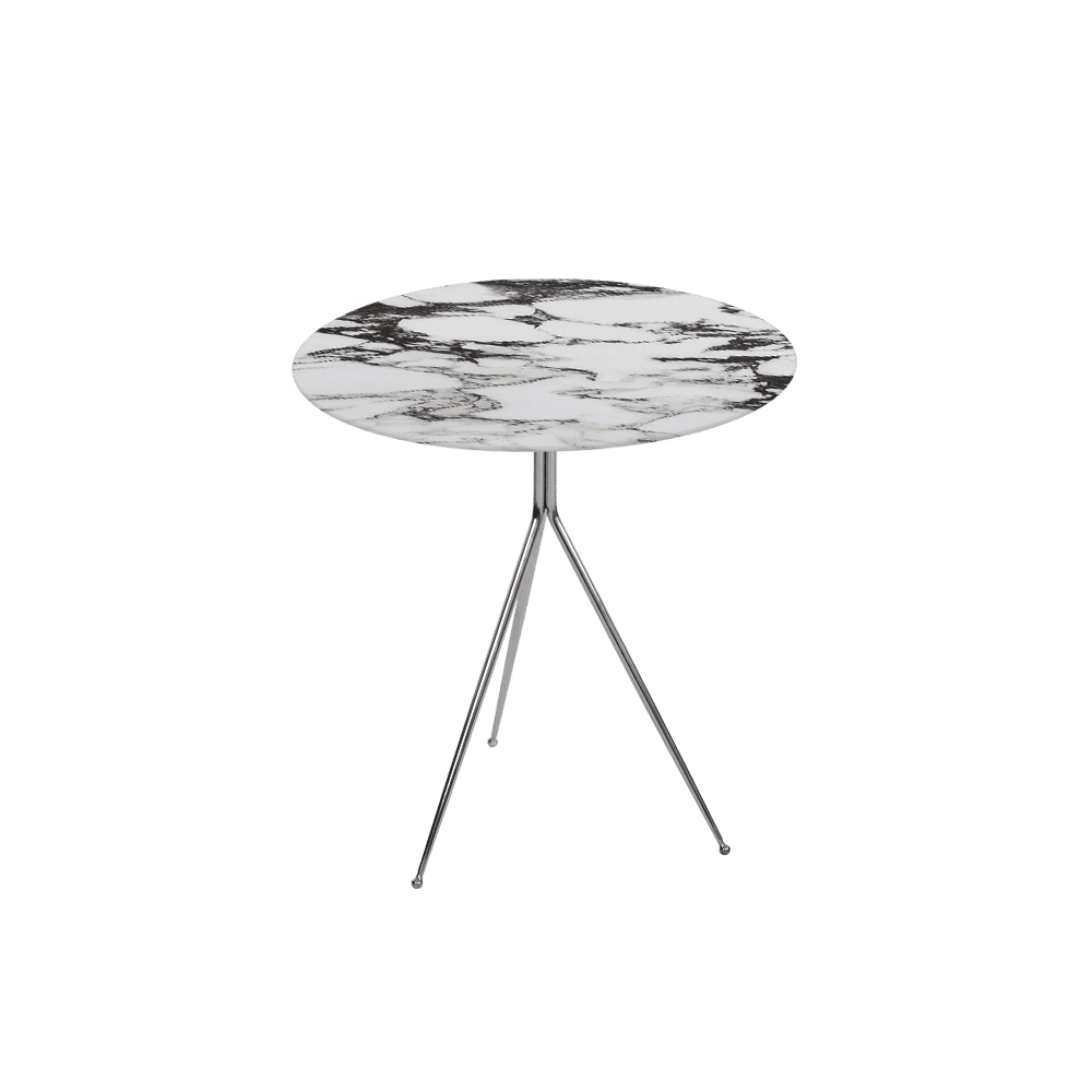 SILVIA Side Table - Mix & Match Marble Top with Silver Coloured Stainless Steel Base(500mm)