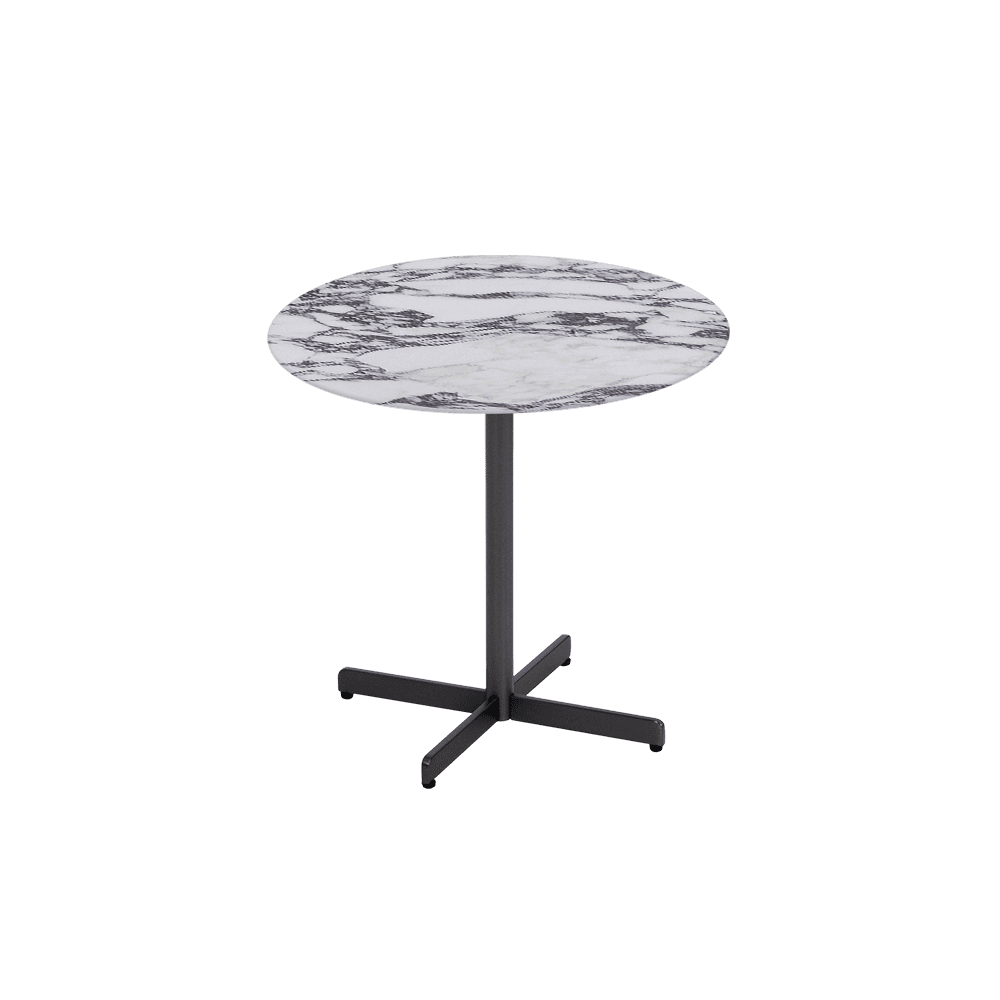 BAILEY Side Table - Mix & Match Marble Top with Black Coloured Steel Base(500mm)