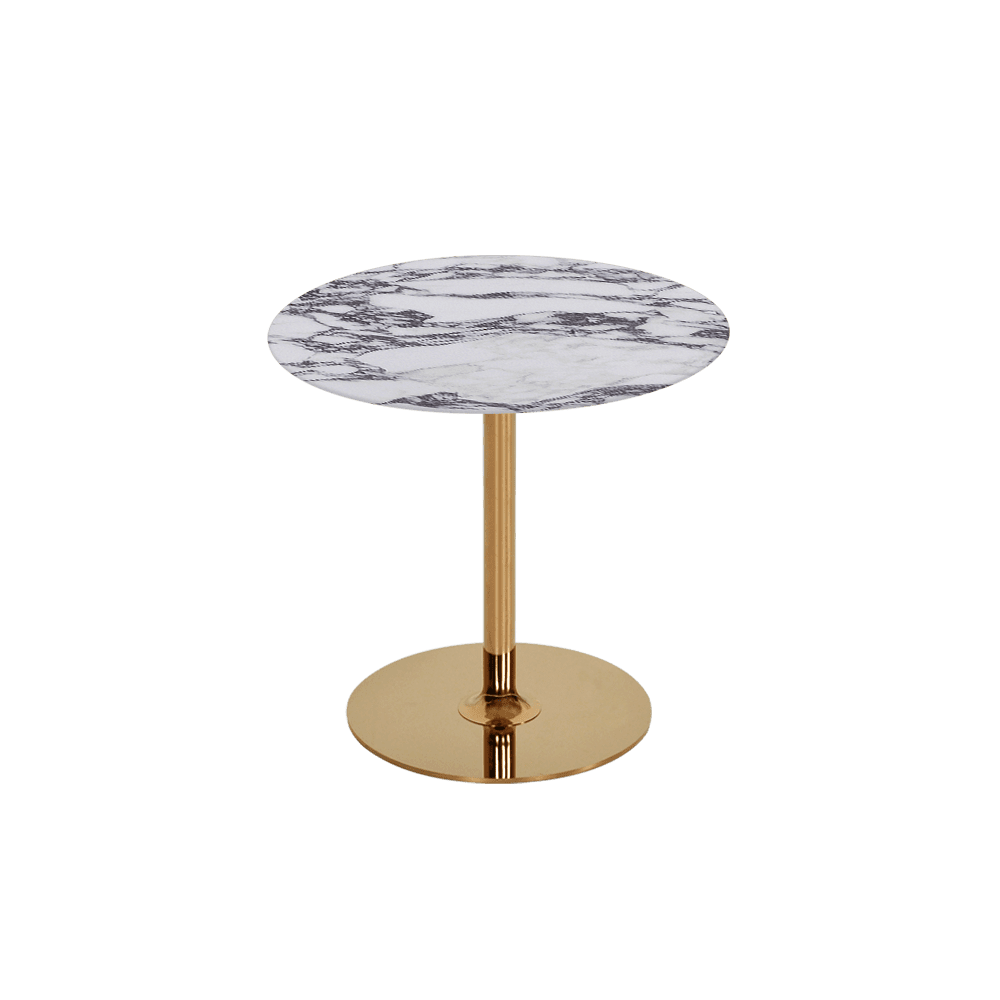 BELLA – Mix & Match Marble Side Table with Gold Coloured Stainless Steel Base (500mm)