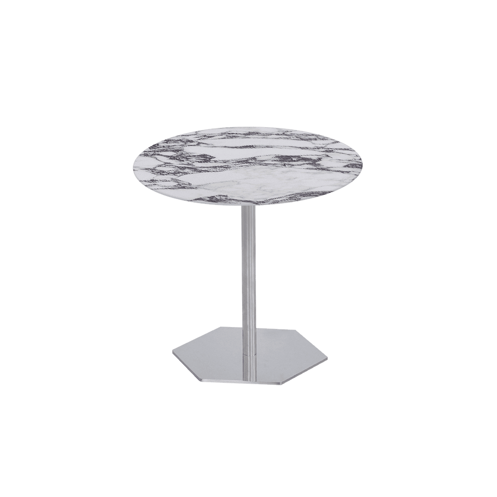 SILVIA Side Table - Mix & Match Marble Top with Silver Coloured Stainless Steel Base(500mm)