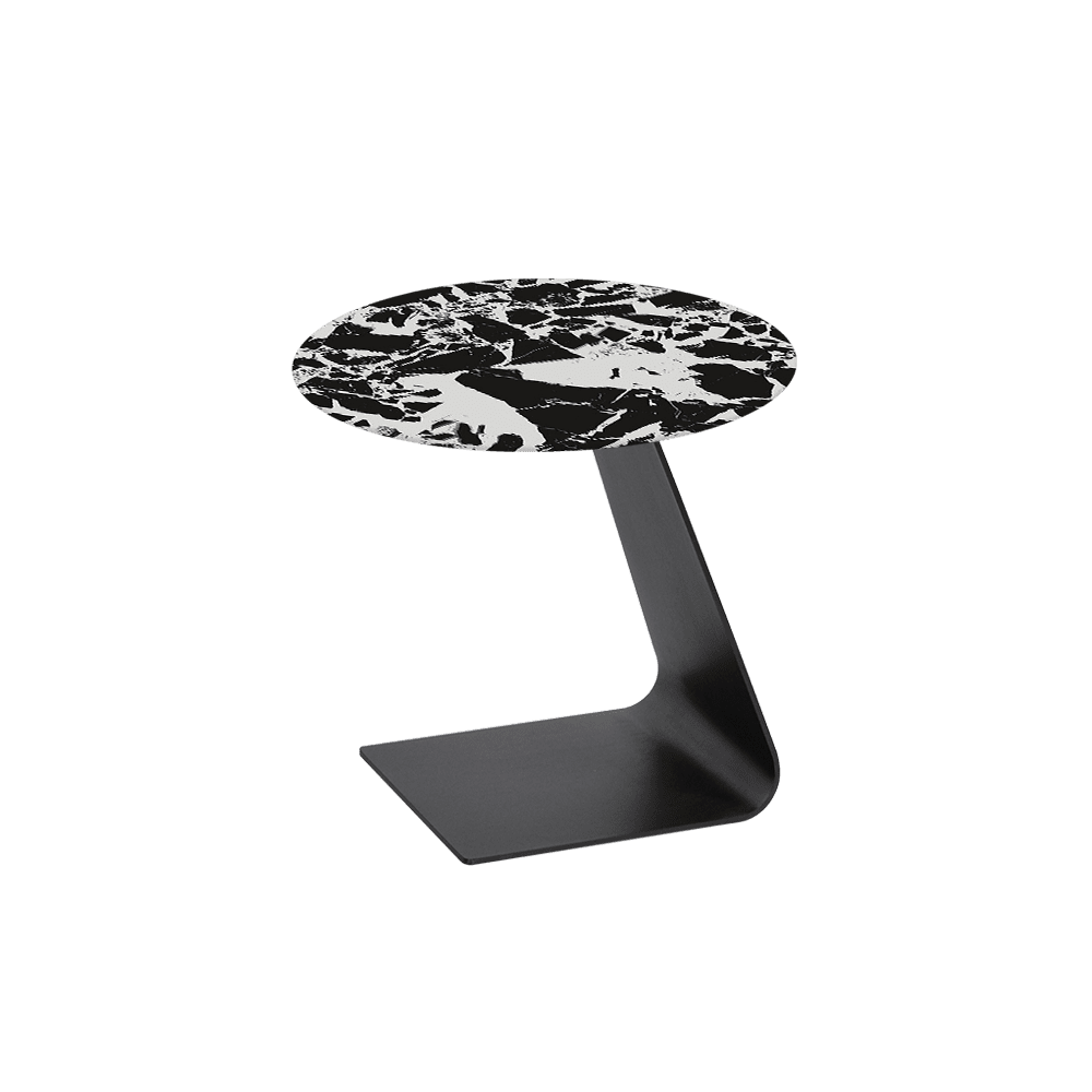BAILEY Side Table - Mix & Match Marble Top with Black Coloured Steel Base(500mm)