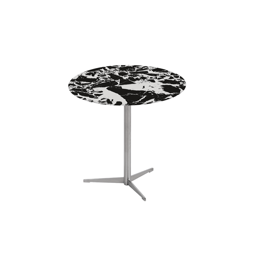 SILVIA Side Table - Mix & Match Marble Top with Silver Coloured Stainless Steel Base(500mm)