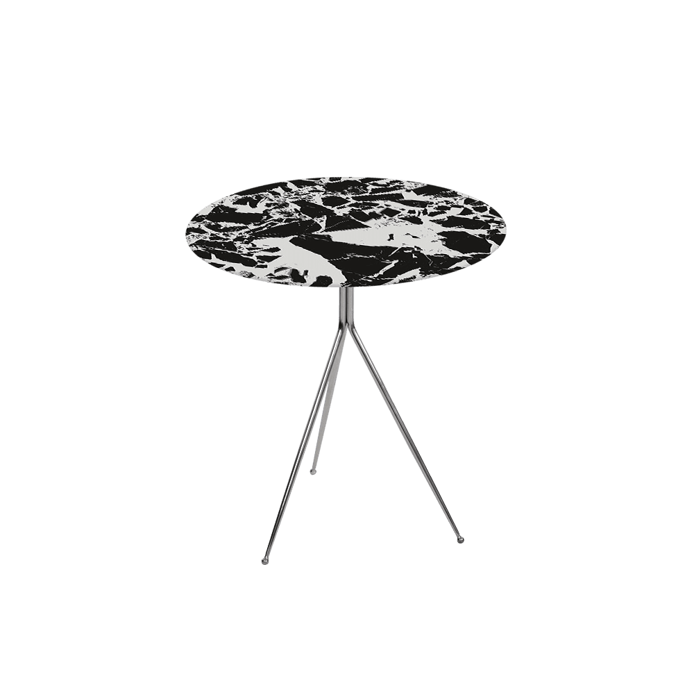 SILVIA Side Table - Mix & Match Marble Top with Silver Coloured Stainless Steel Base(500mm)