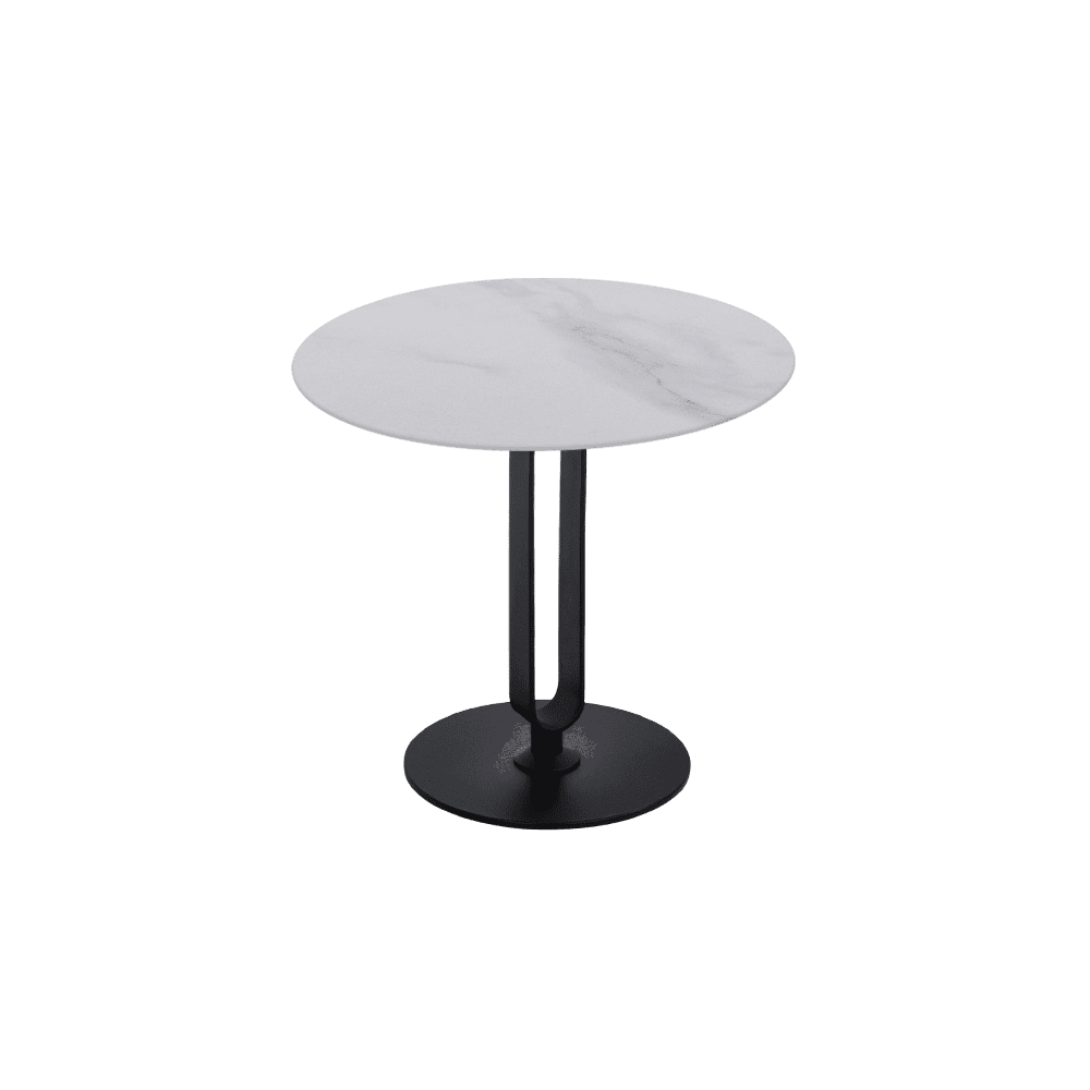 SELENA Side Table - Mix & Match Marble Top with Black Coloured Steel Base(500mm)