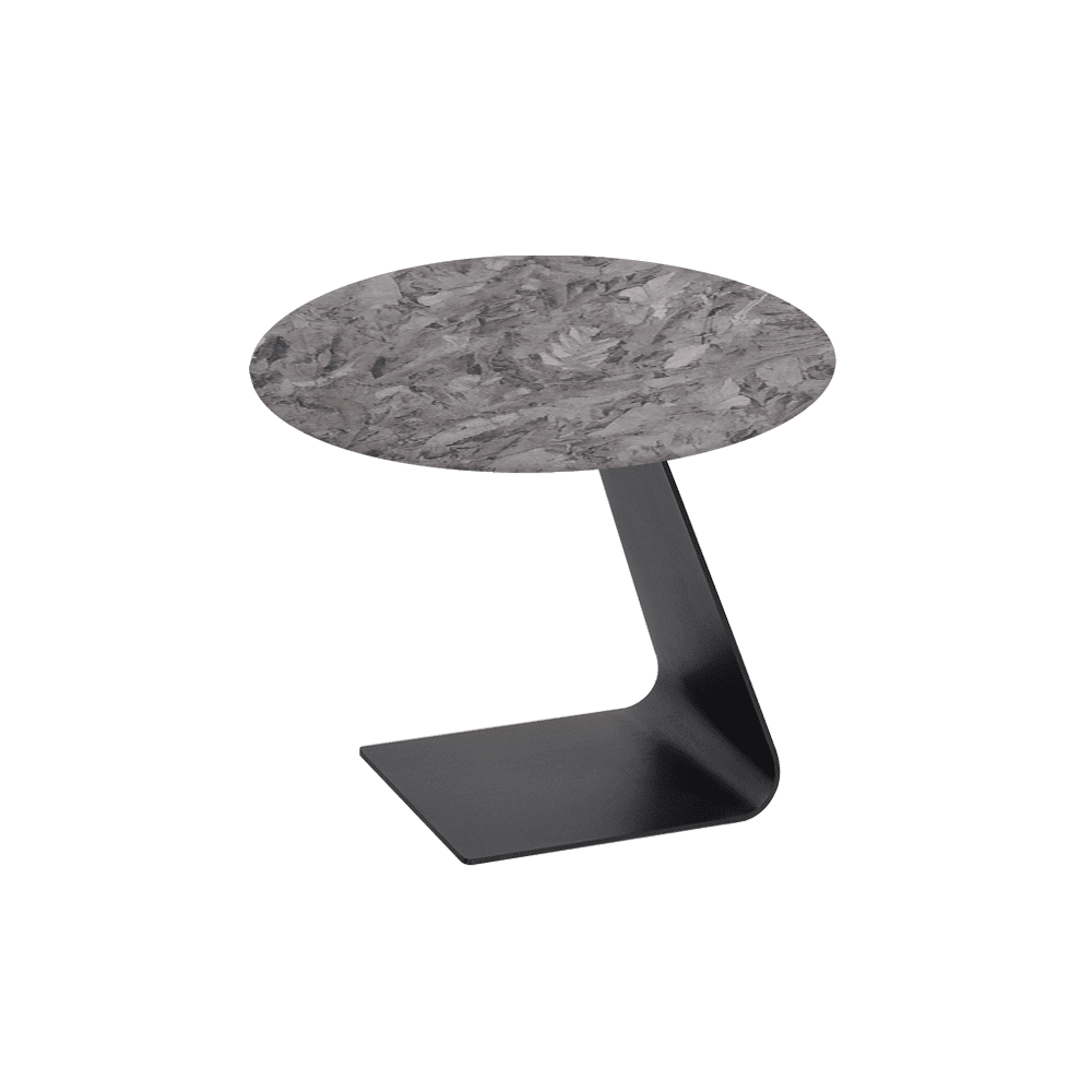 BAILEY Side Table - Mix & Match Marble Top with Black Coloured Steel Base(600mm)