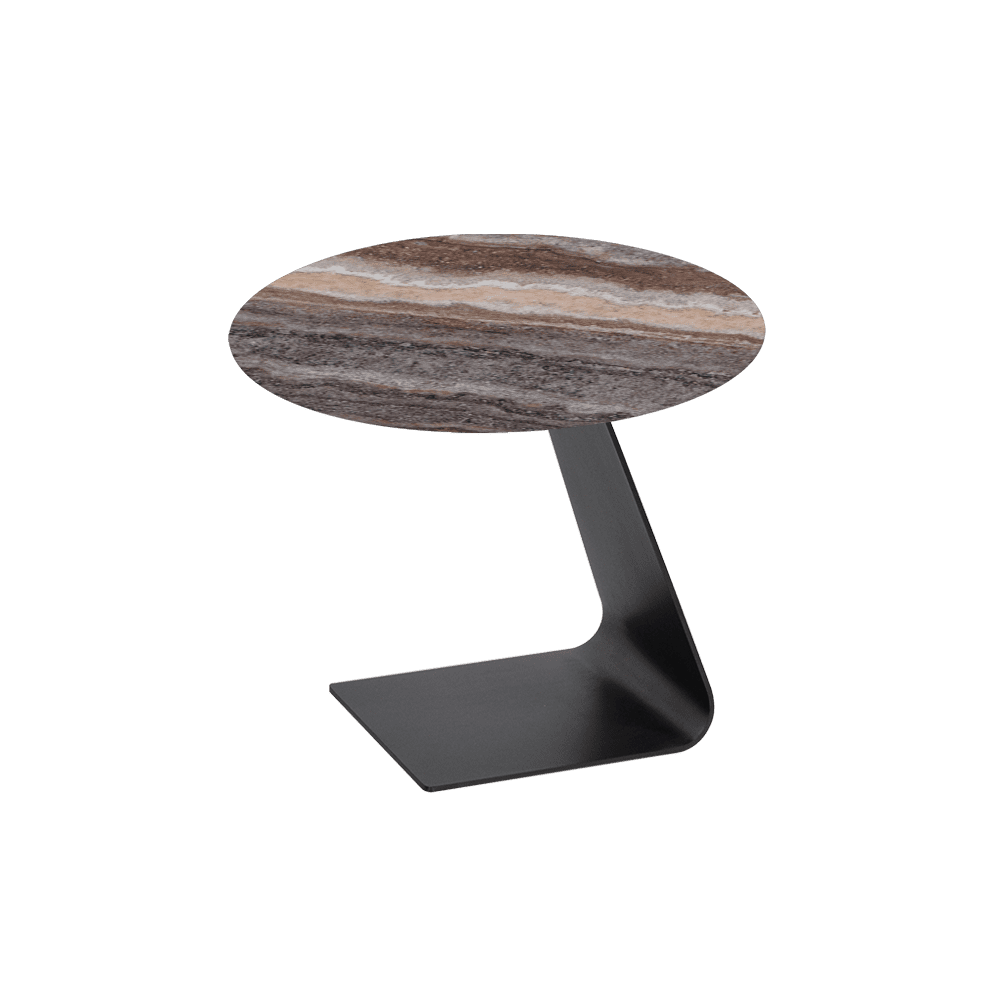 BAILEY Side Table - Mix & Match Marble Top with Black Coloured Steel Base(600mm)
