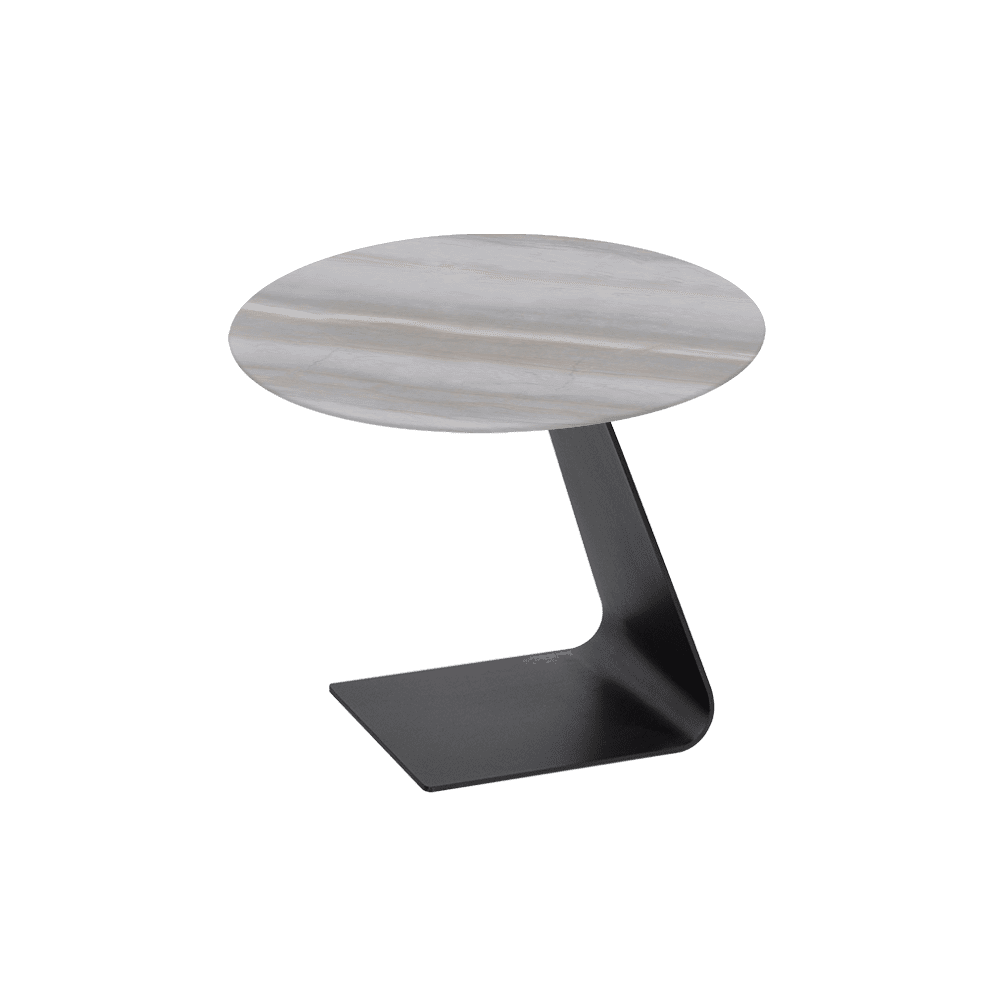 BAILEY Side Table - Mix & Match Marble Top with Black Coloured Steel Base(600mm)