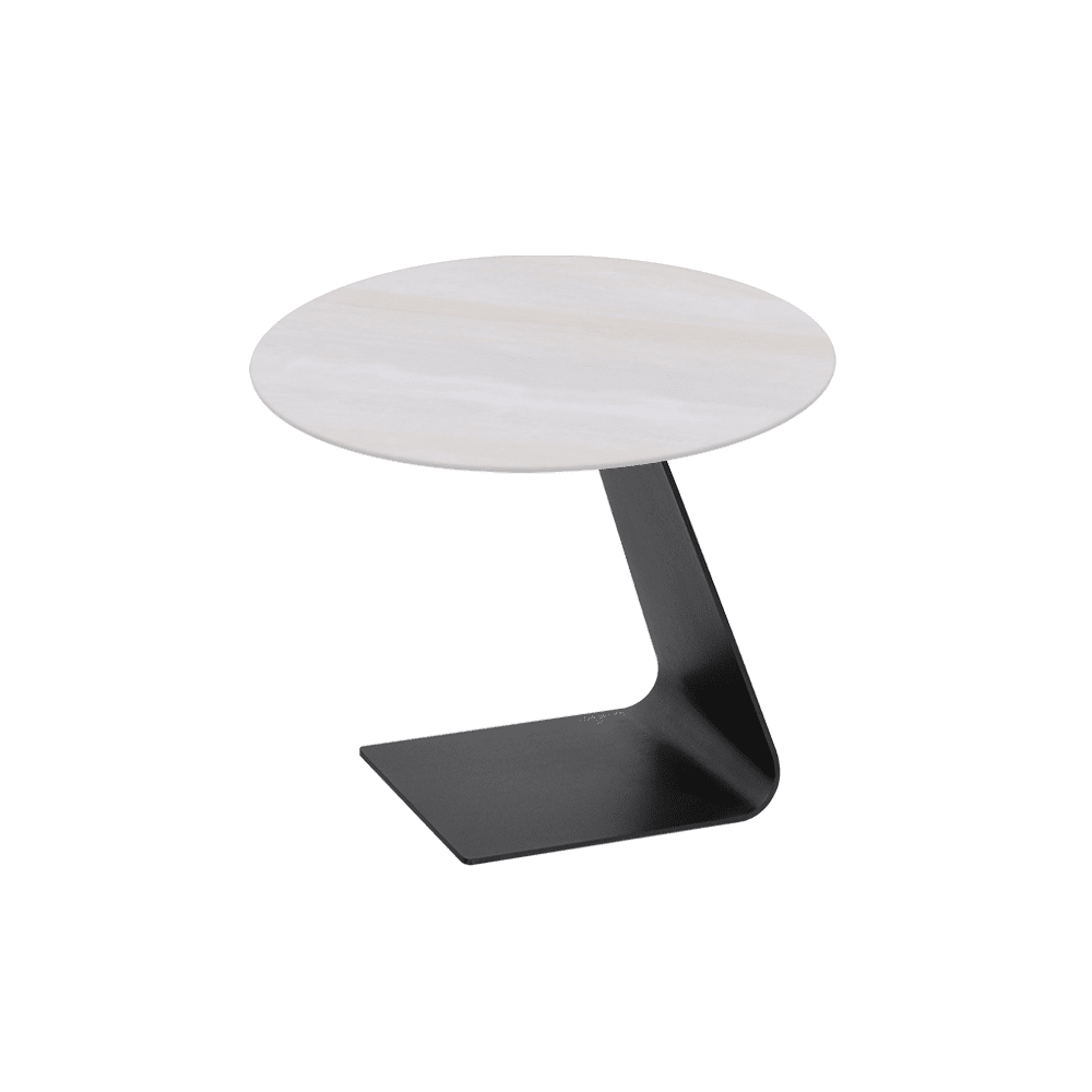 BAILEY Side Table - Mix & Match Marble Top with Black Coloured Steel Base(600mm)