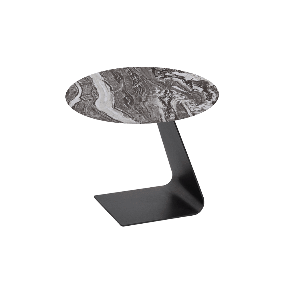 BAILEY Side Table - Mix & Match Marble Top with Black Coloured Steel Base(600mm)