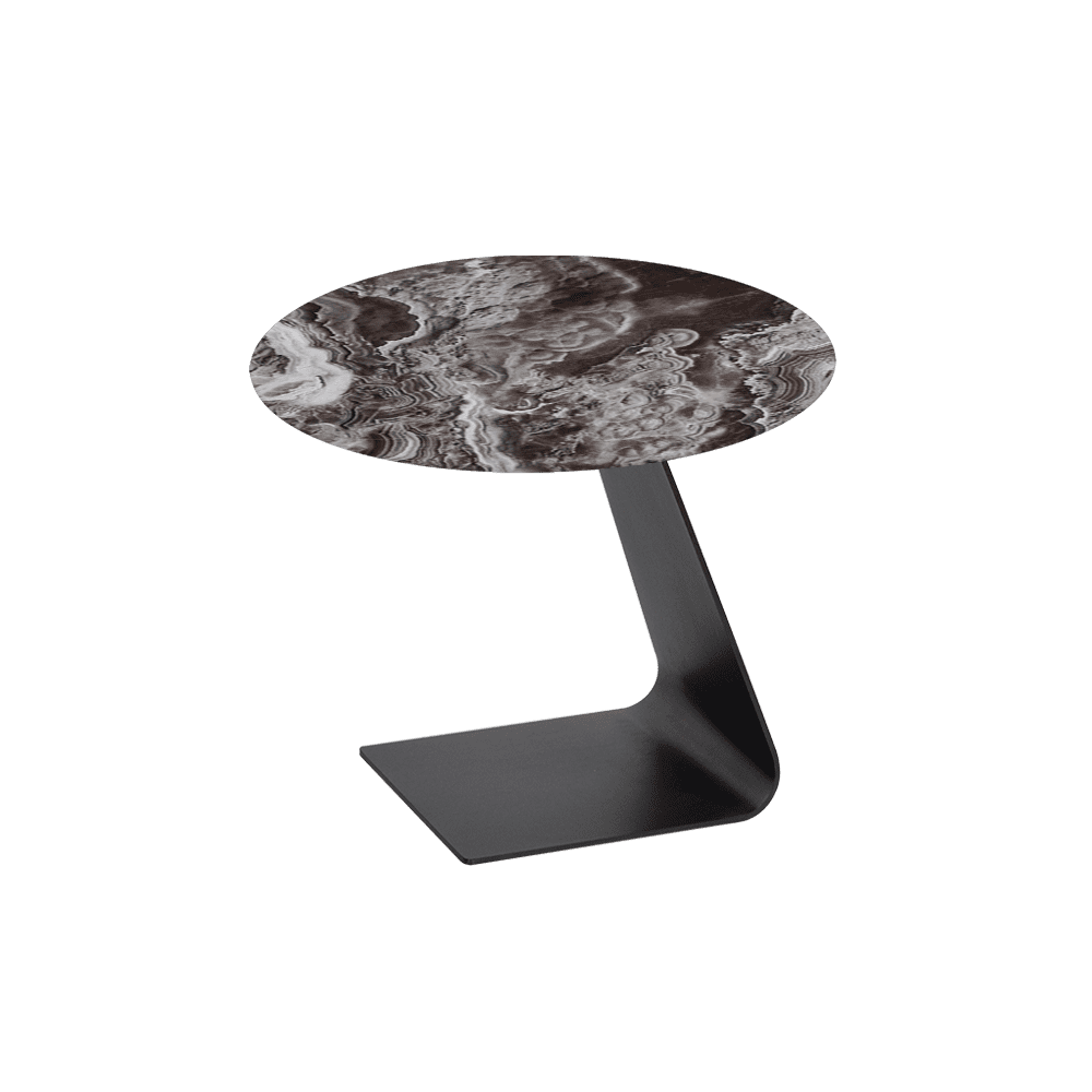 BAILEY Side Table - Mix & Match Marble Top with Black Coloured Steel Base(600mm)