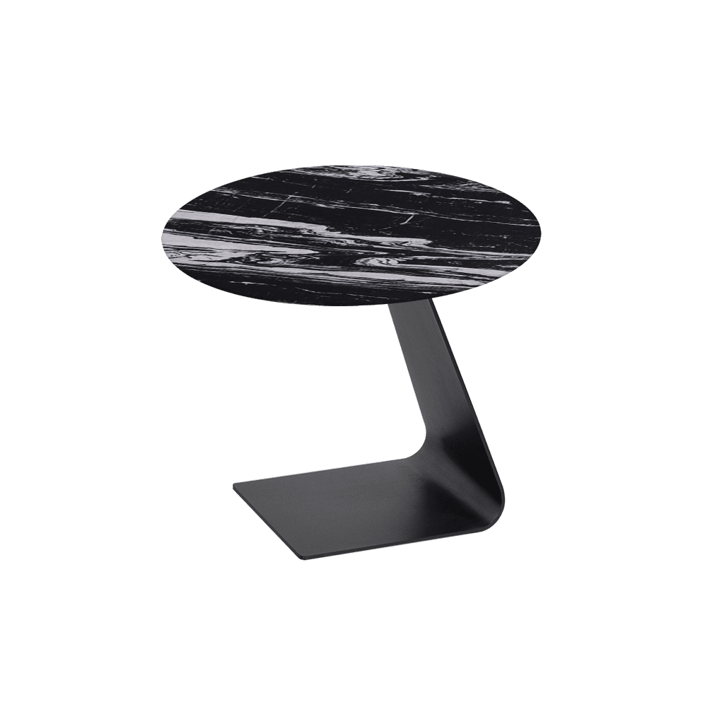BAILEY Side Table - Mix & Match Marble Top with Black Coloured Steel Base(600mm)