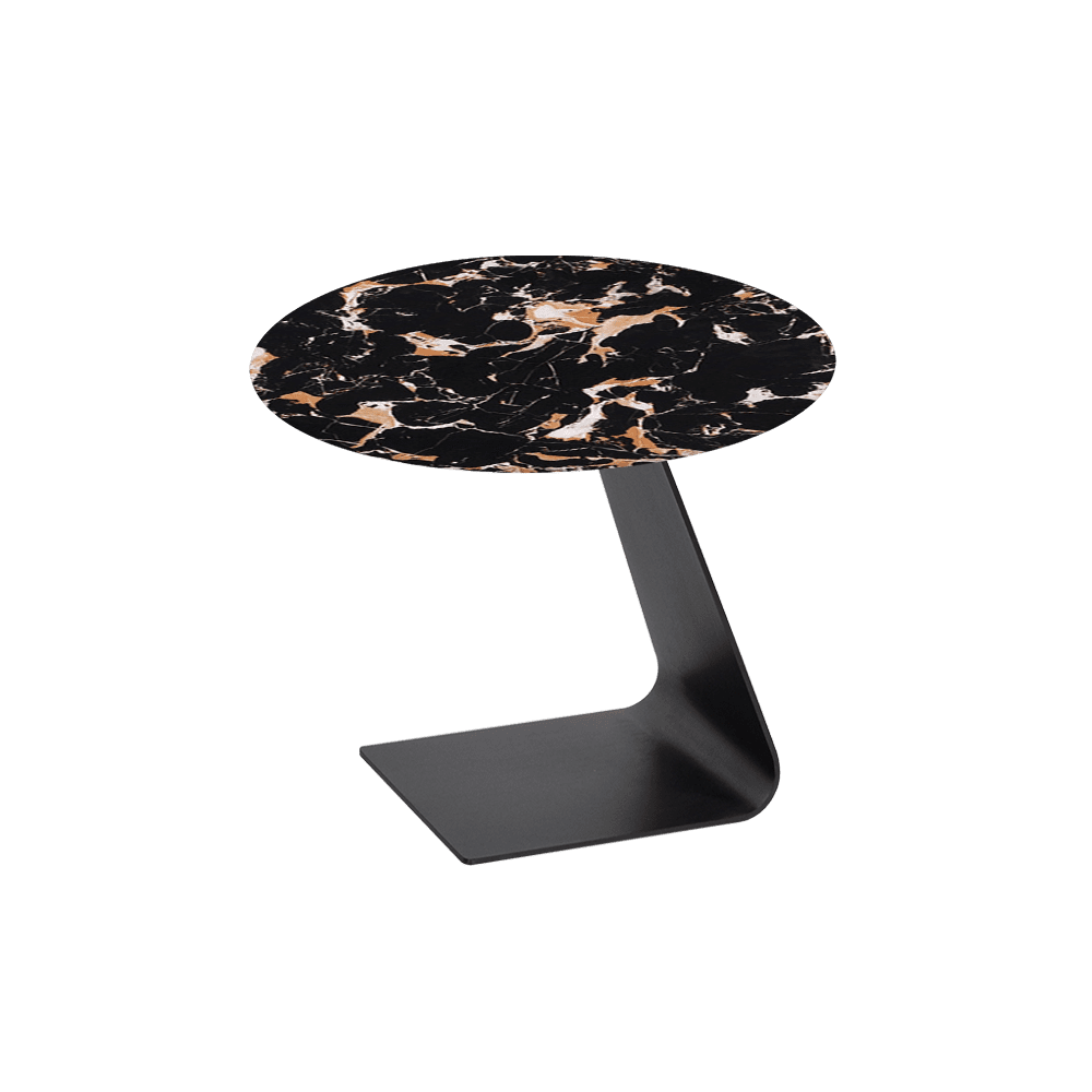 BAILEY Side Table - Mix & Match Marble Top with Black Coloured Steel Base(600mm)