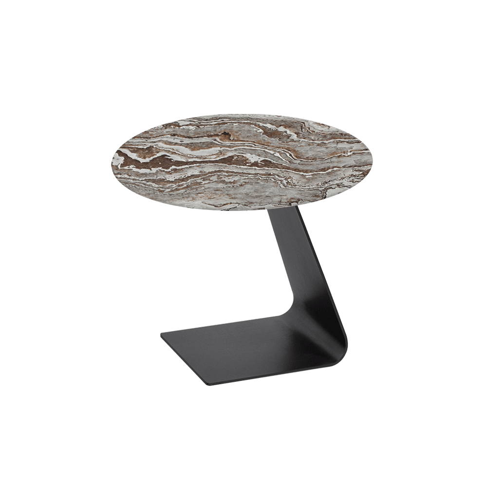 BAILEY Side Table - Mix & Match Marble Top with Black Coloured Steel Base(600mm)