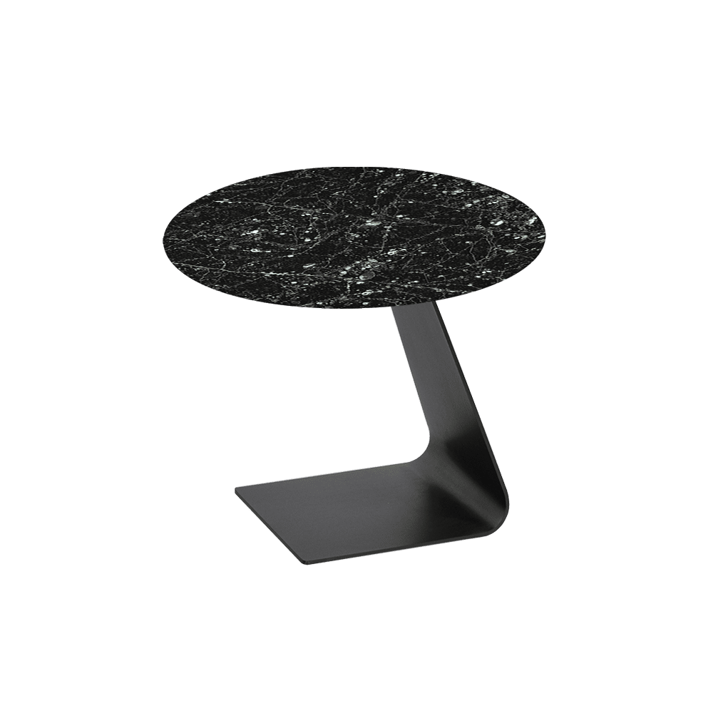 BAILEY Side Table - Mix & Match Marble Top with Black Coloured Steel Base(600mm)