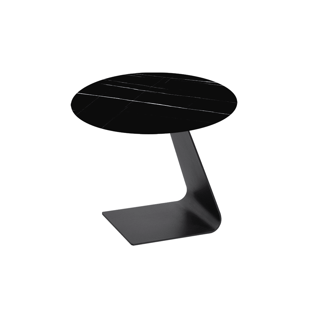 BAILEY Side Table - Mix & Match Marble Top with Black Coloured Steel Base(600mm)