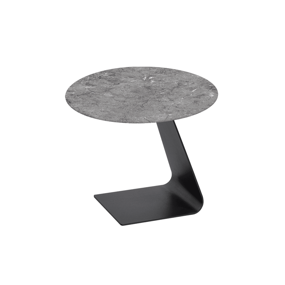 BAILEY Side Table - Mix & Match Marble Top with Black Coloured Steel Base(600mm)