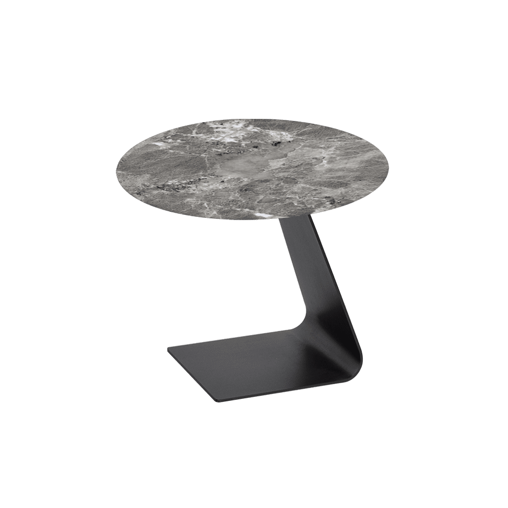 BAILEY Side Table - Mix & Match Marble Top with Black Coloured Steel Base(600mm)