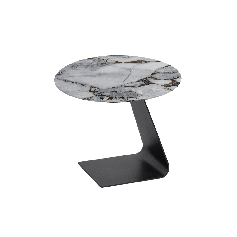 BAILEY Side Table - Mix & Match Marble Top with Black Coloured Steel Base(600mm)