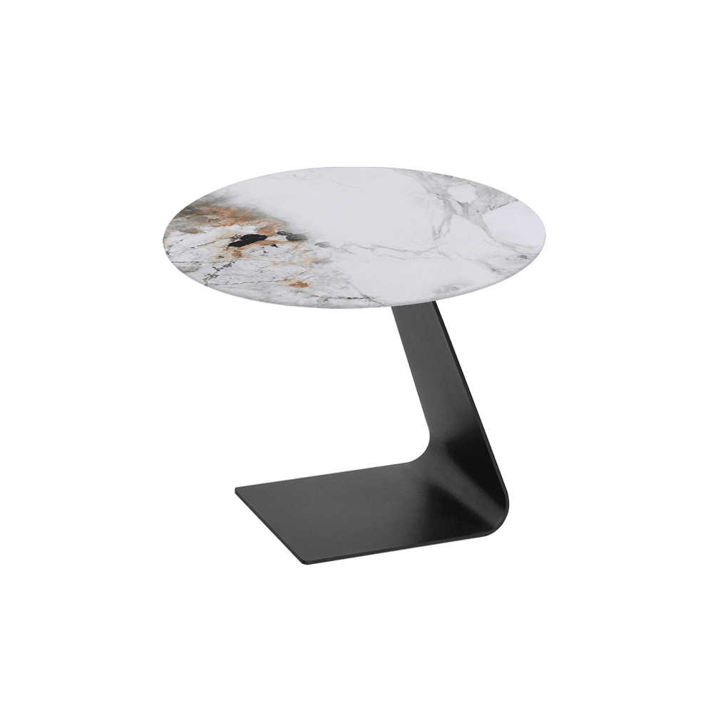 BAILEY Side Table - Mix & Match Marble Top with Black Coloured Steel Base(600mm)