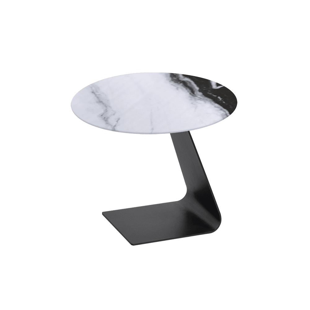 BAILEY Side Table - Mix & Match Marble Top with Black Coloured Steel Base(600mm)