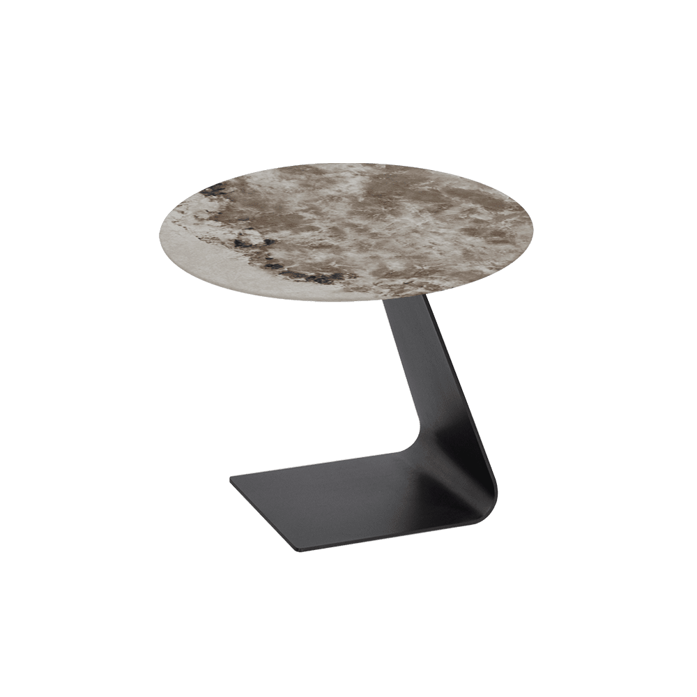 BAILEY Side Table - Mix & Match Marble Top with Black Coloured Steel Base(600mm)