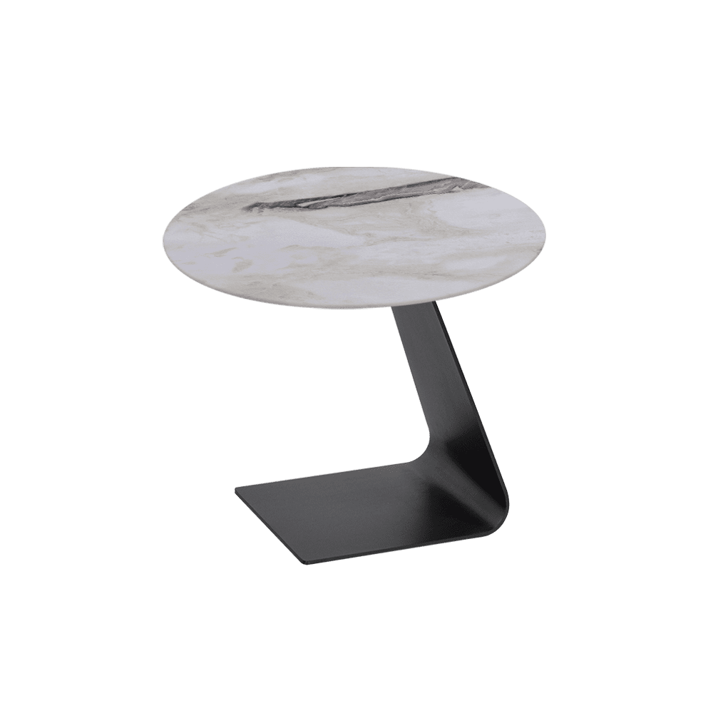 BAILEY Side Table - Mix & Match Marble Top with Black Coloured Steel Base(600mm)
