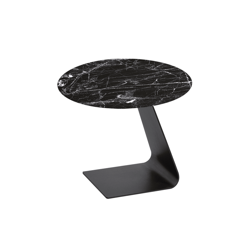 BAILEY Side Table - Mix & Match Marble Top with Black Coloured Steel Base(600mm)