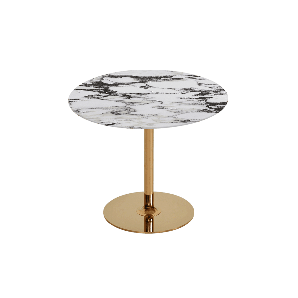 BELLA – Mix & Match Marble Side Table with Gold Coloured Stainless Steel Base (0.6m)