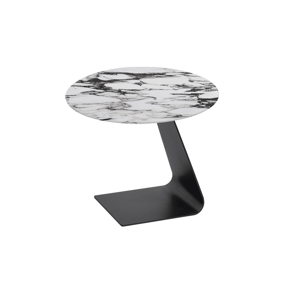 BAILEY Side Table - Mix & Match Marble Top with Black Coloured Steel Base(600mm)