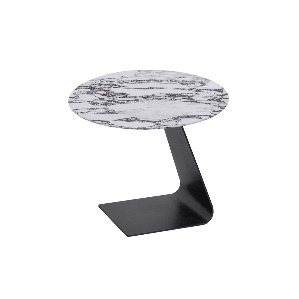 BAILEY Side Table - Mix & Match Marble Top with Black Coloured Steel Base(600mm)