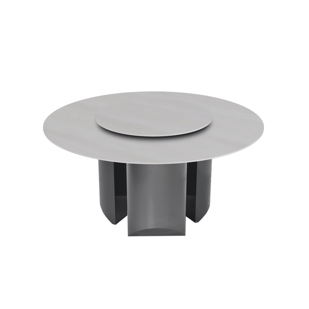 Modern Round Marble Dining Table with Noa Black Titanium Hairline Finish Stainless Steel Base (Ø1.5m)