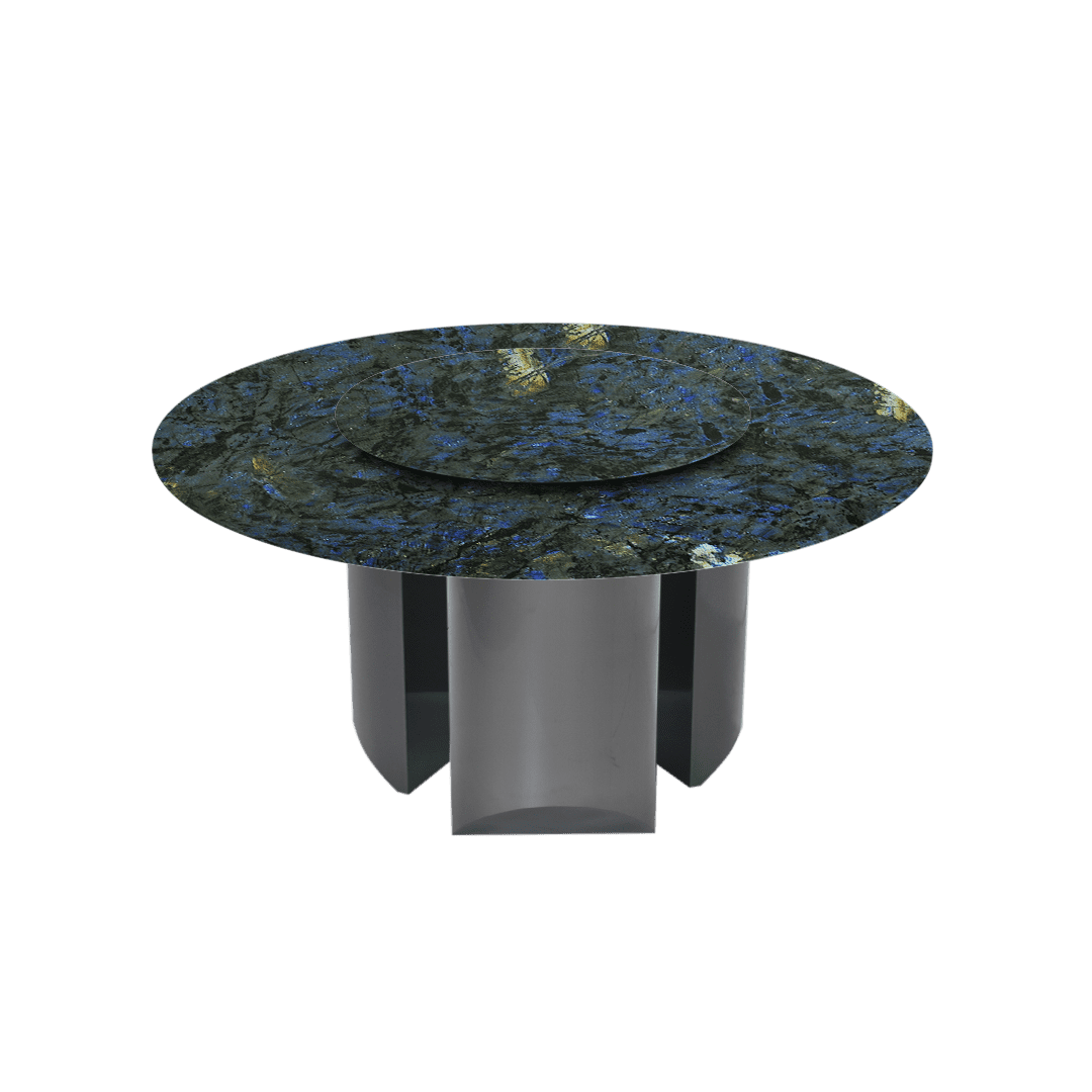 Modern Round Marble Dining Table with Noa Black Titanium Hairline Finish Stainless Steel Base (Ø1.5m)