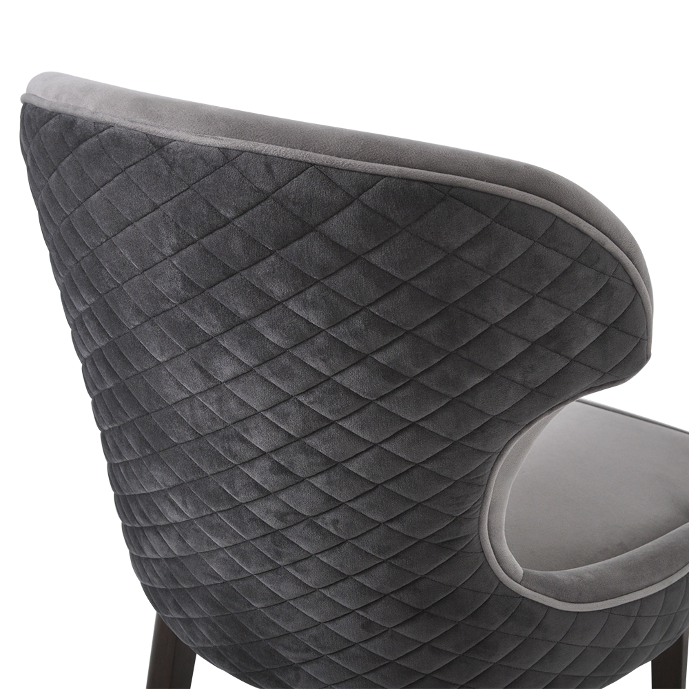 MALIE – Grey Sleek Wingback Dining Chair