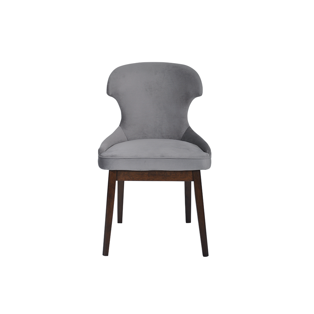 MALIE – Grey Sleek Wingback Dining Chair