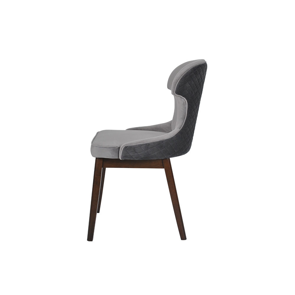 MALIE – Grey Sleek Wingback Dining Chair