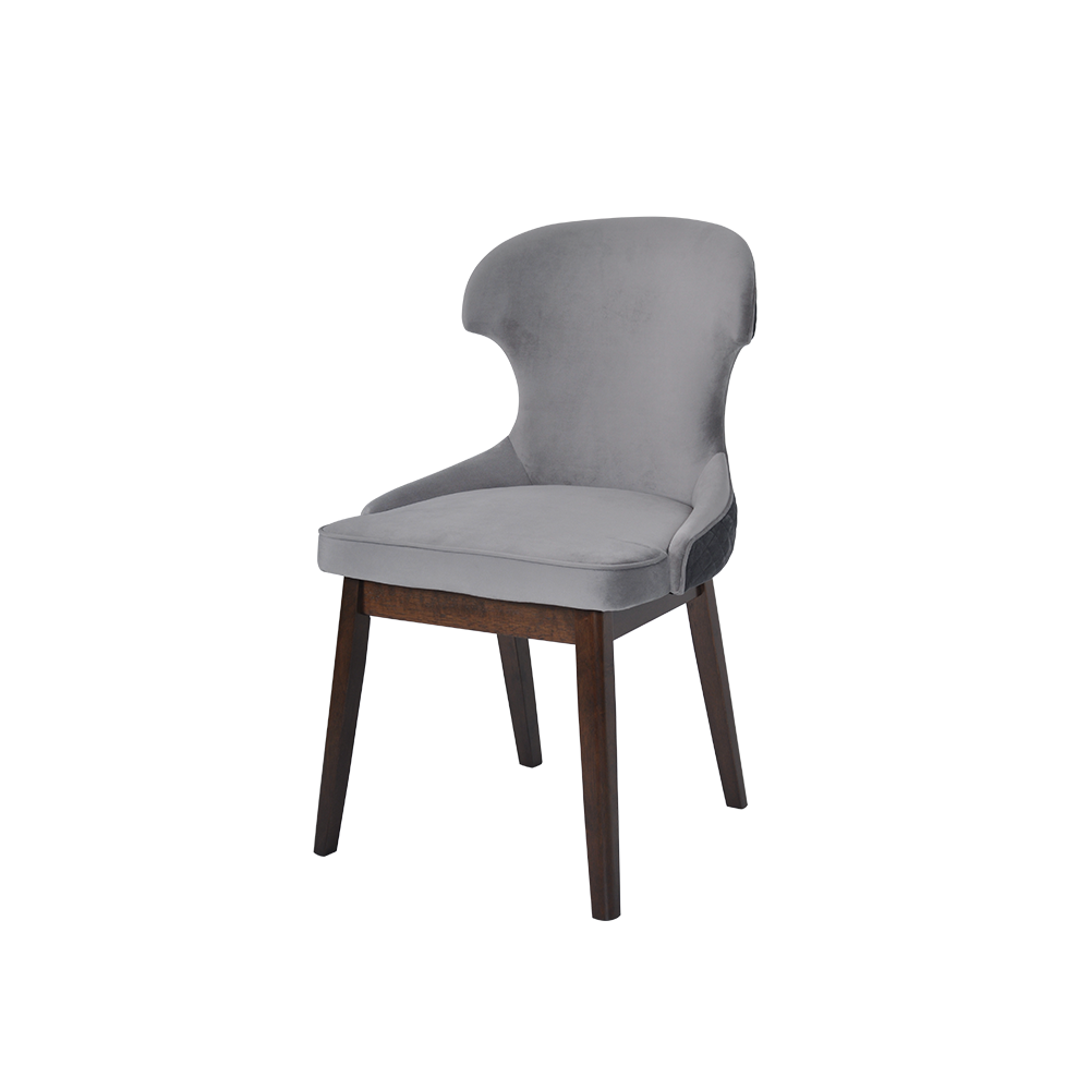 MALIE – Grey Sleek Wingback Dining Chair